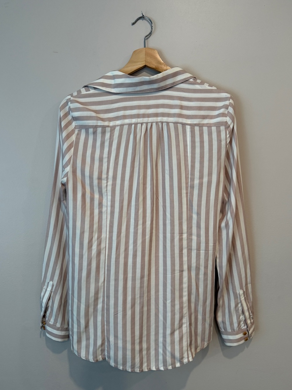 Maeve by Anthropologie Striped Ruched V-Neck Blouse Womens Size 6 - Picture 3 of 8
